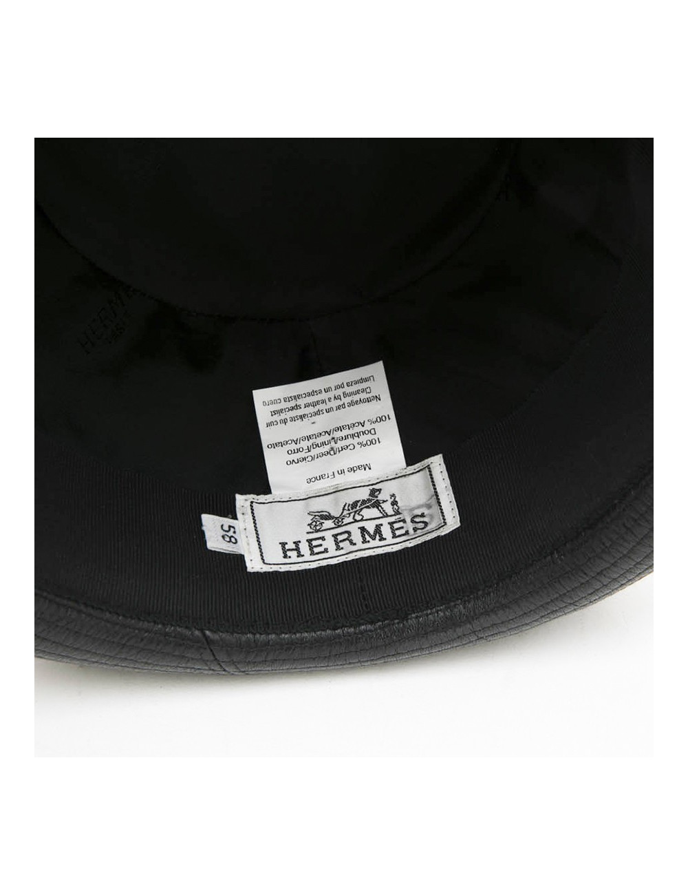 HERMES  hat in black taurillon clémence leather size 58