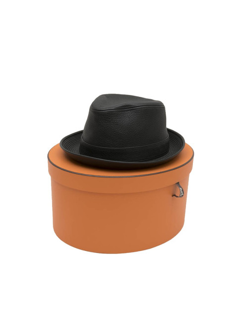 HERMES  hat in black taurillon clémence leather size 58