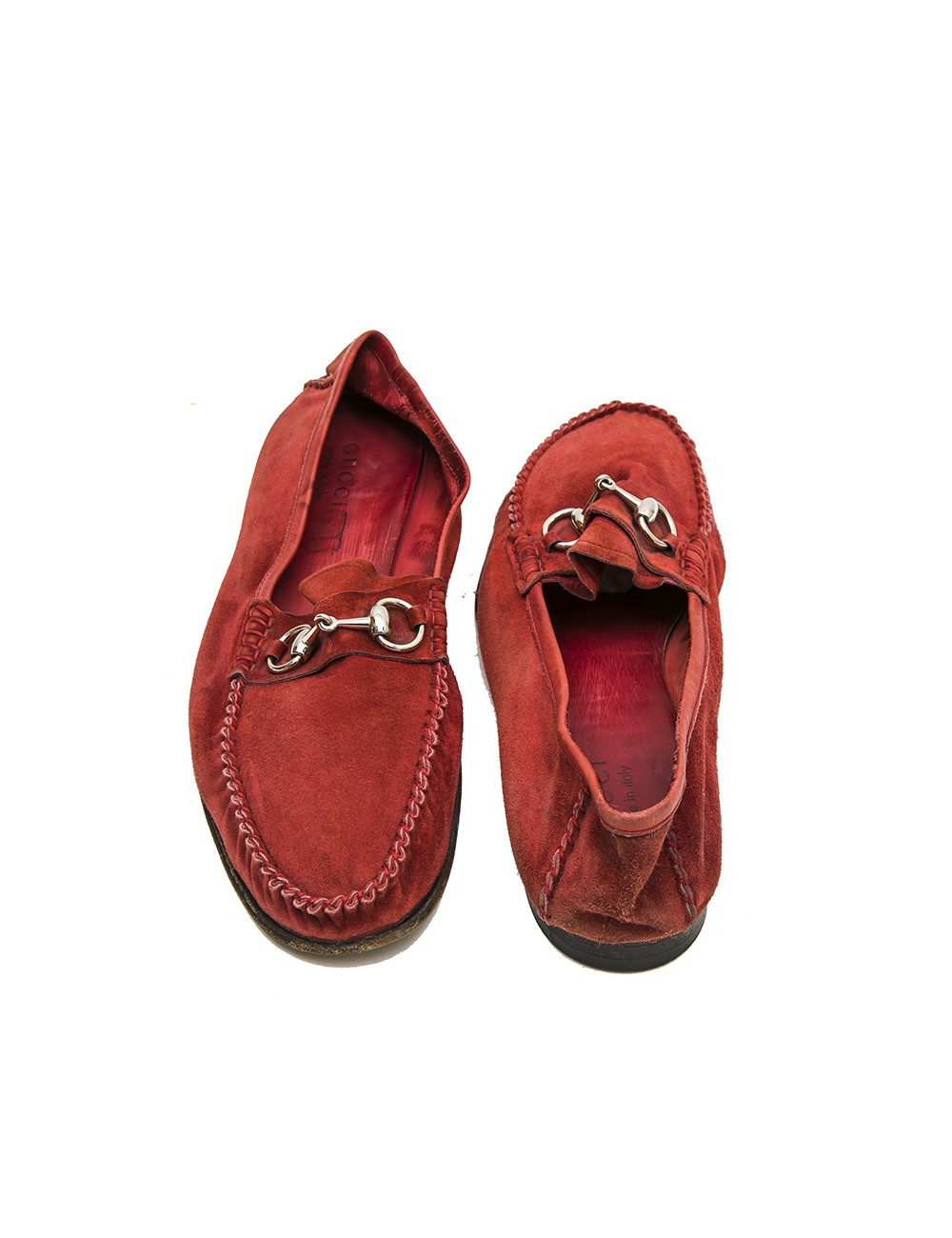 Moccassins GUCCI  daim rouge T43