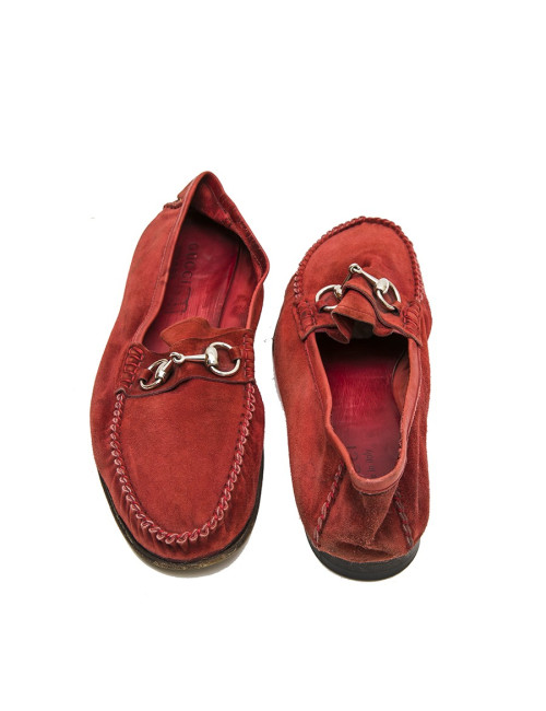 Moccassins GUCCI  daim rouge T43