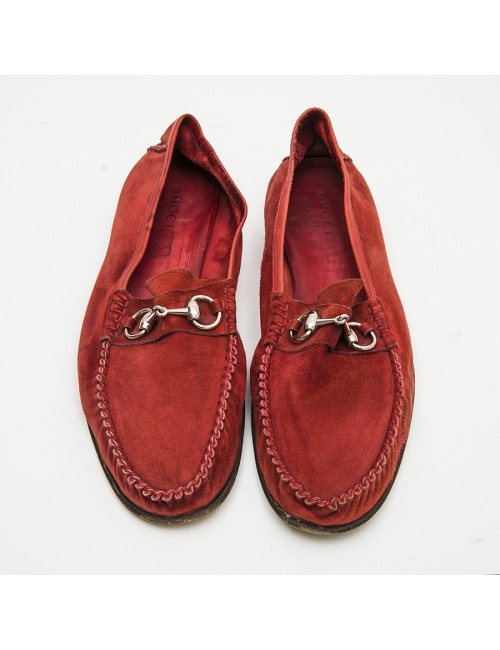 Moccassins GUCCI  daim rouge T43
