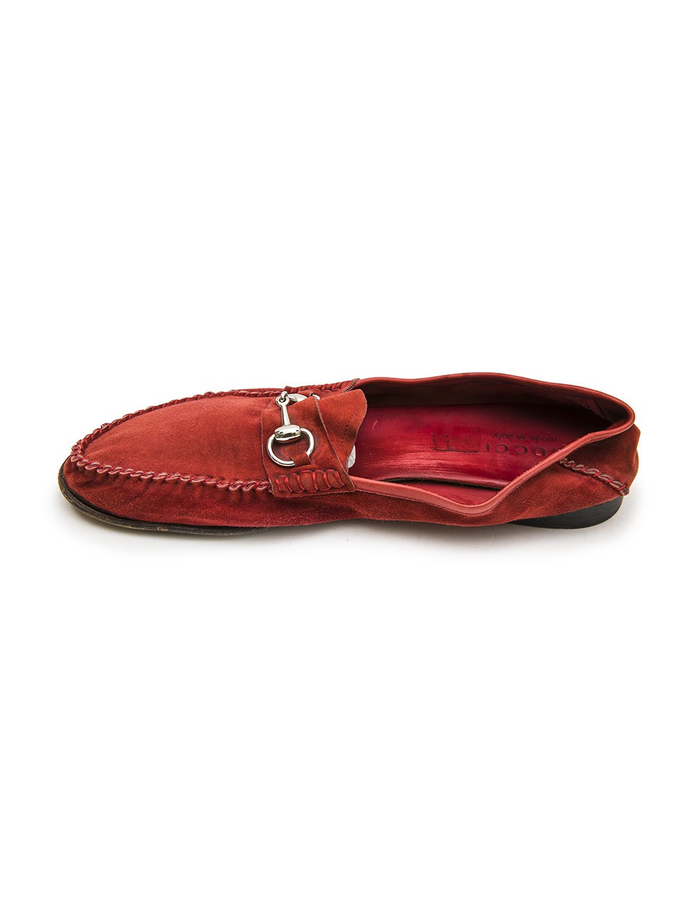 Moccassins GUCCI  daim rouge T43