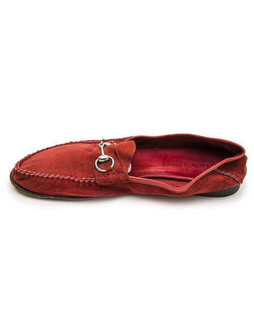 Moccassins GUCCI  daim rouge T43