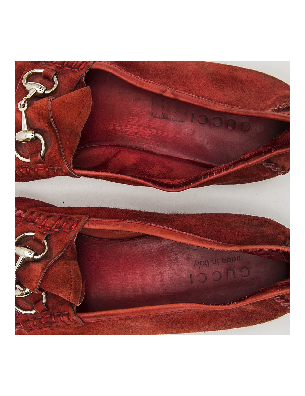 Moccassins GUCCI  daim rouge T43