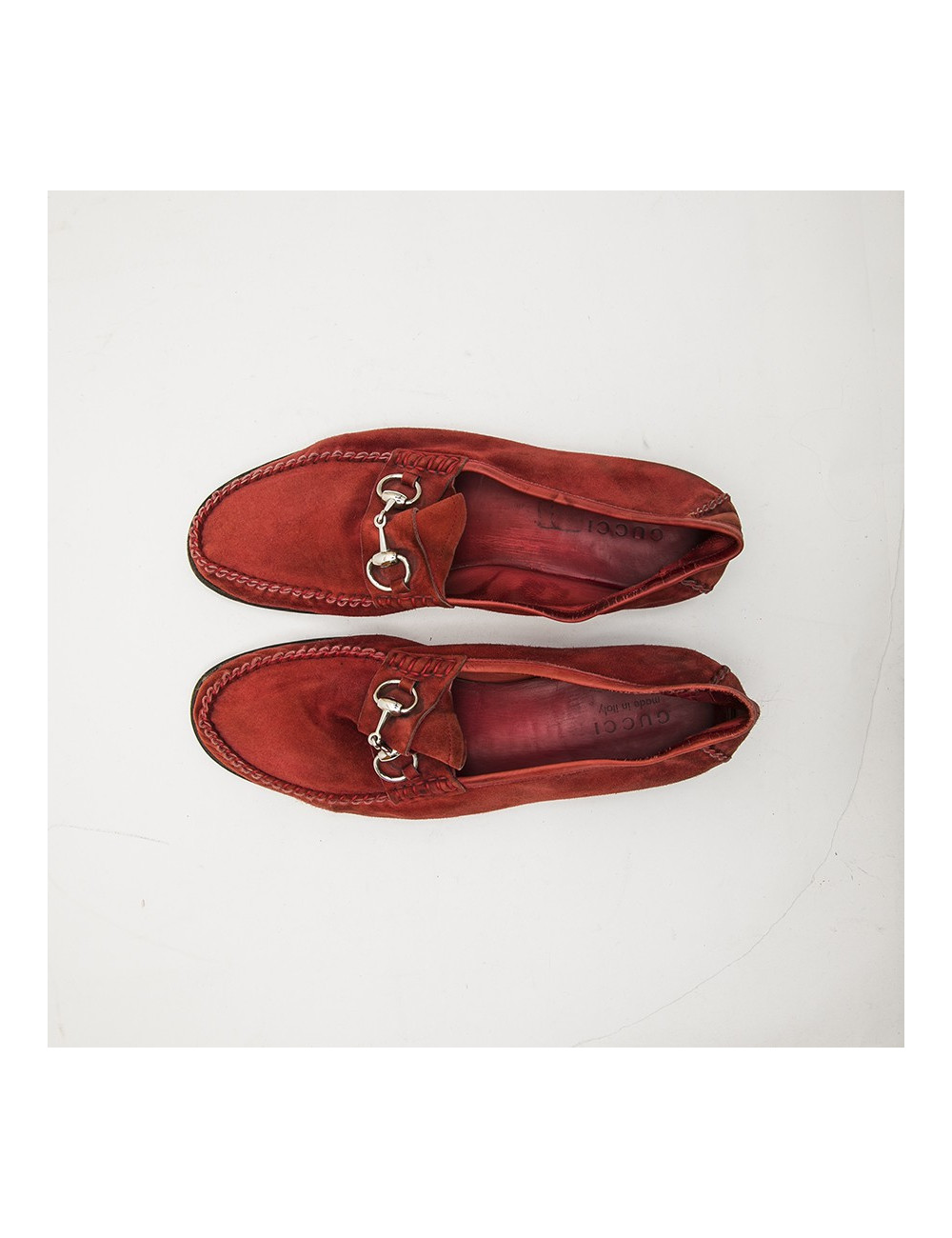 Moccassins GUCCI  daim rouge T43