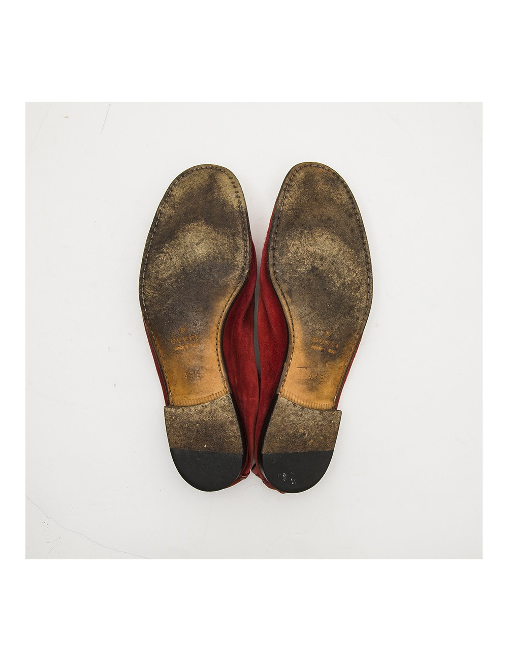 Moccassins GUCCI  daim rouge T43