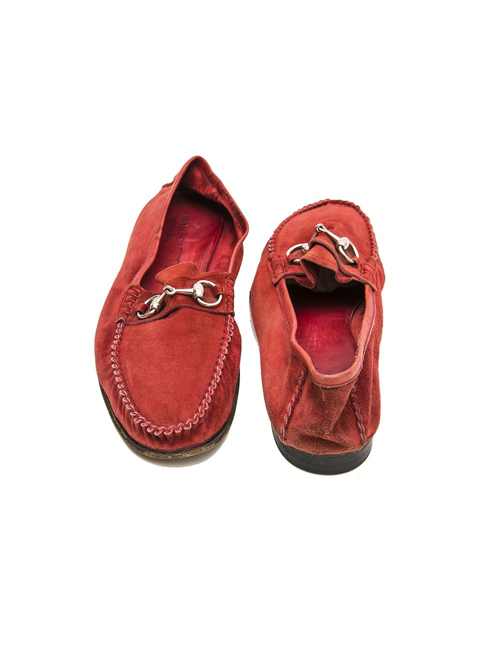 Mocassins GUCCI mors daim rouge T43