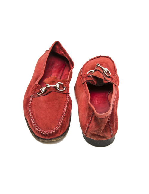 Mocassins GUCCI mors daim rouge T43