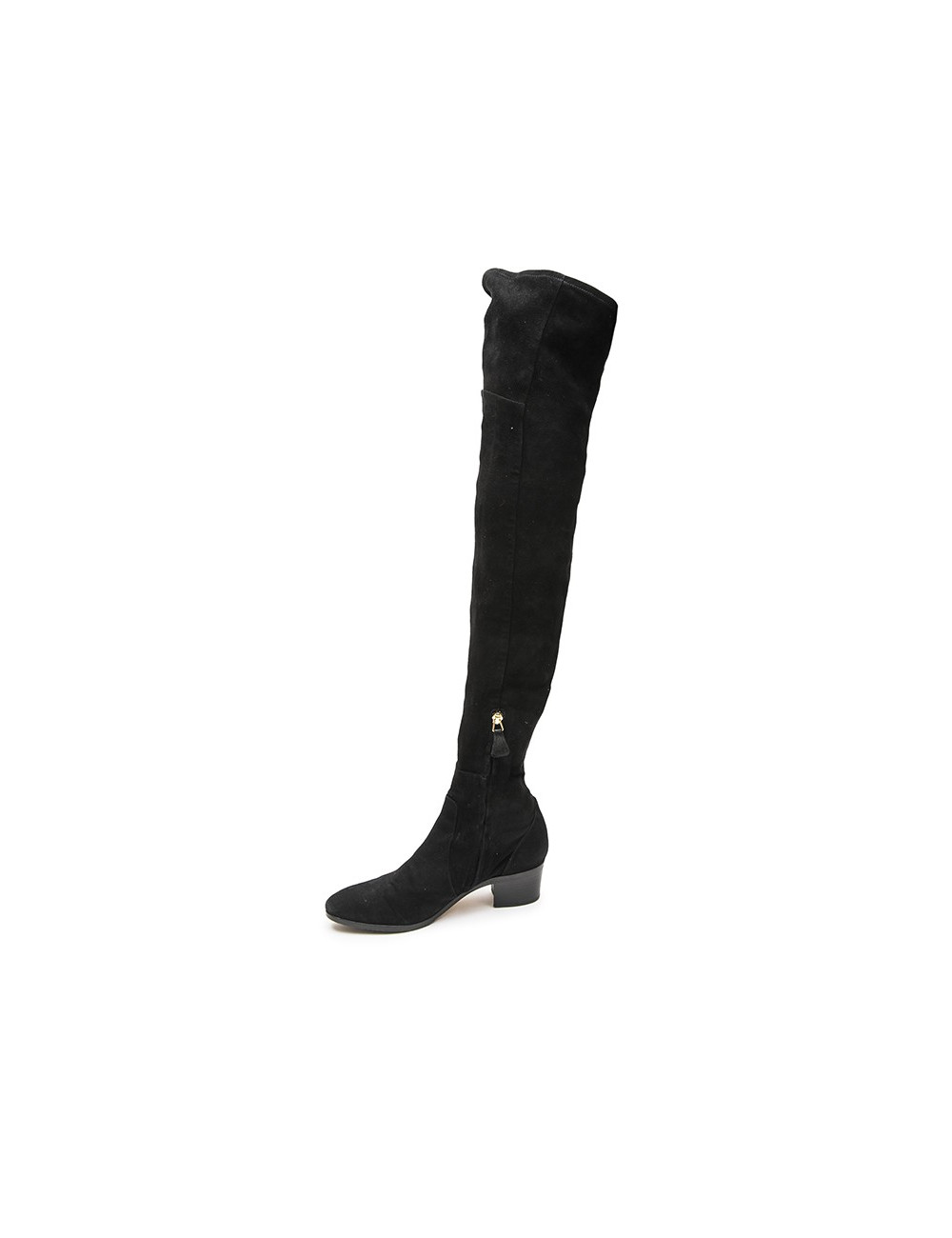 CHANEL T 38.5 thigh boots in black suede calfskin 