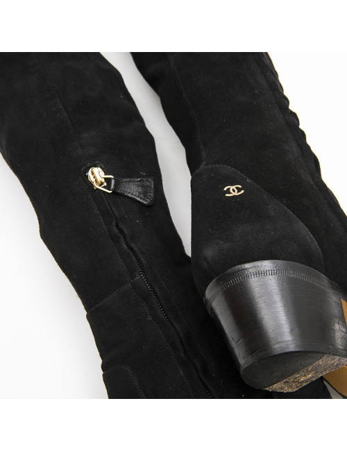 Bottes cuisardes CHANEL T 38.5 noires