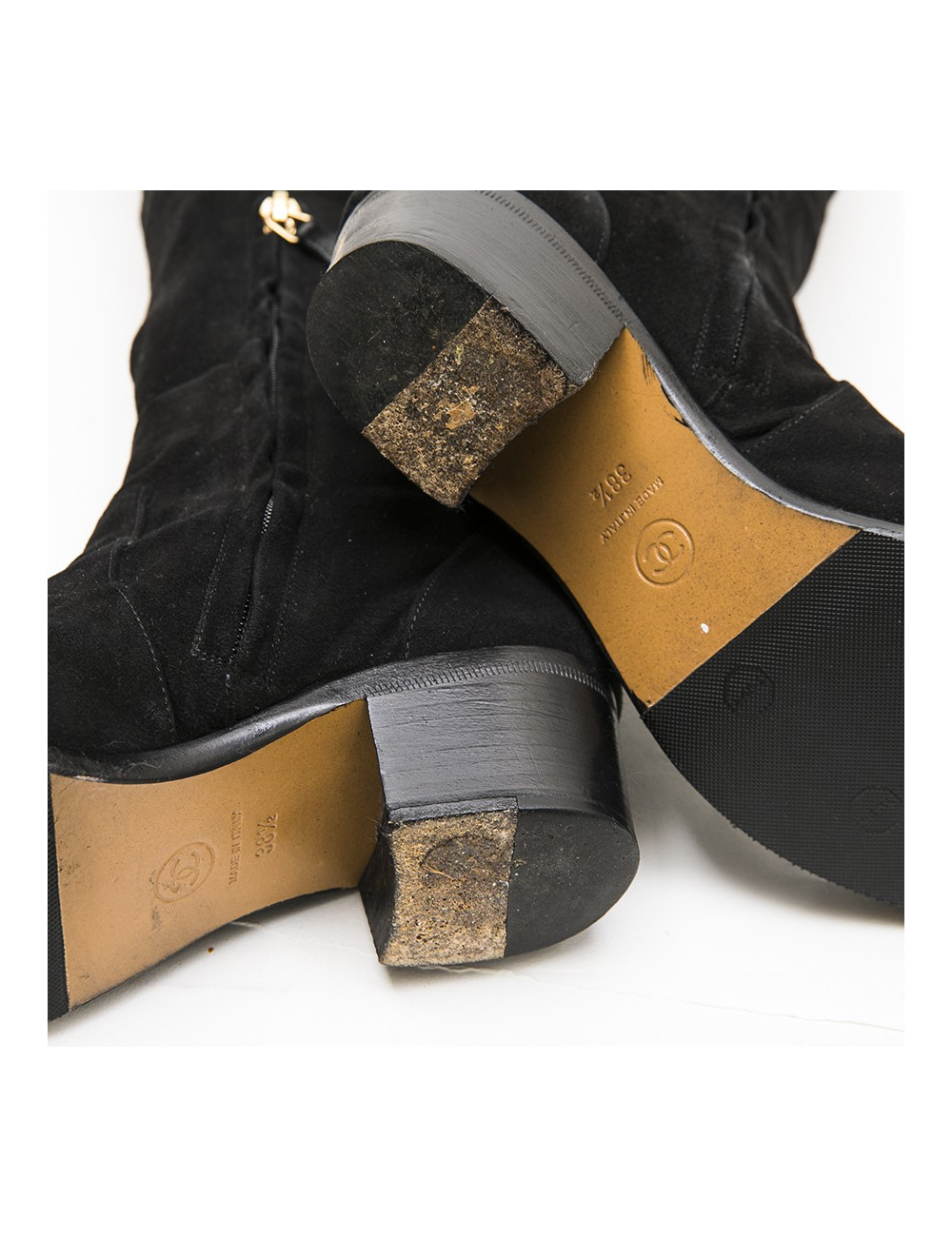 Bottes cuisardes CHANEL T 38.5 noires