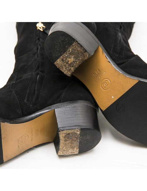 Bottes cuisardes CHANEL T 38.5 noires
