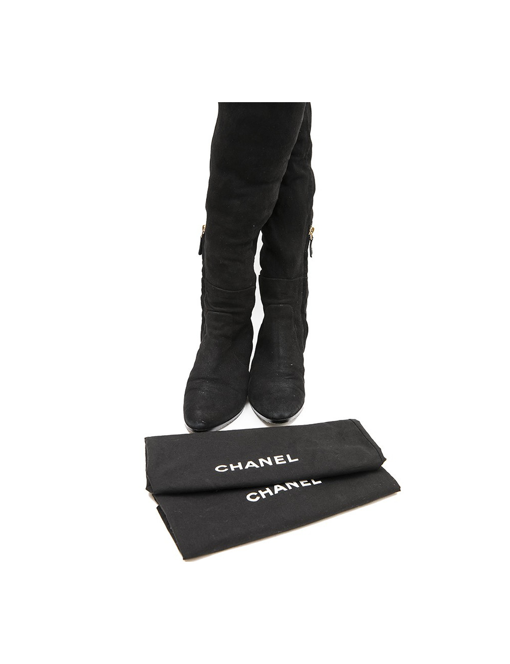Bottes cuisardes CHANEL T 38.5 noires