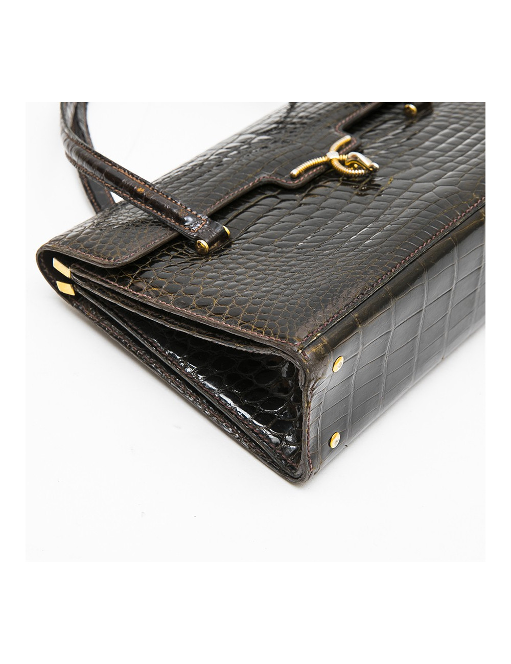 GUCCI Vintage bag in browncrocodile porosus leather