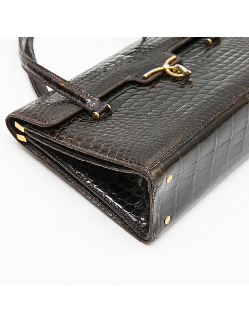 Sac GUCCI Vintage en crocodile porosus marron