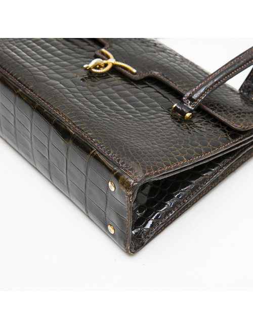 Sac GUCCI Vintage en crocodile porosus marron