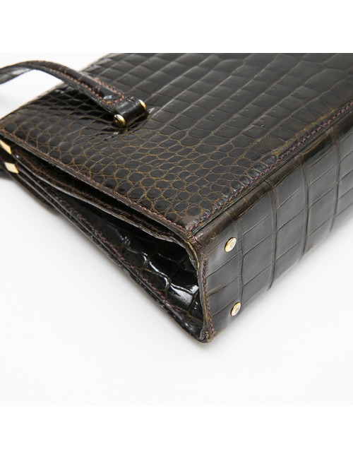 Sac GUCCI Vintage en crocodile porosus marron