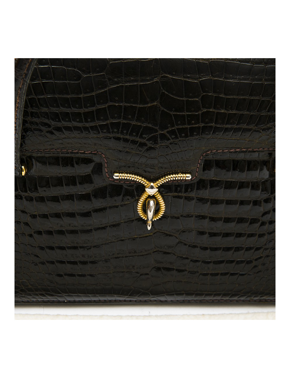 GUCCI Vintage bag in browncrocodile porosus leather