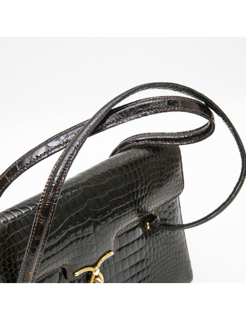 GUCCI Vintage bag in browncrocodile porosus leather