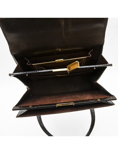 Sac GUCCI Vintage en crocodile porosus marron