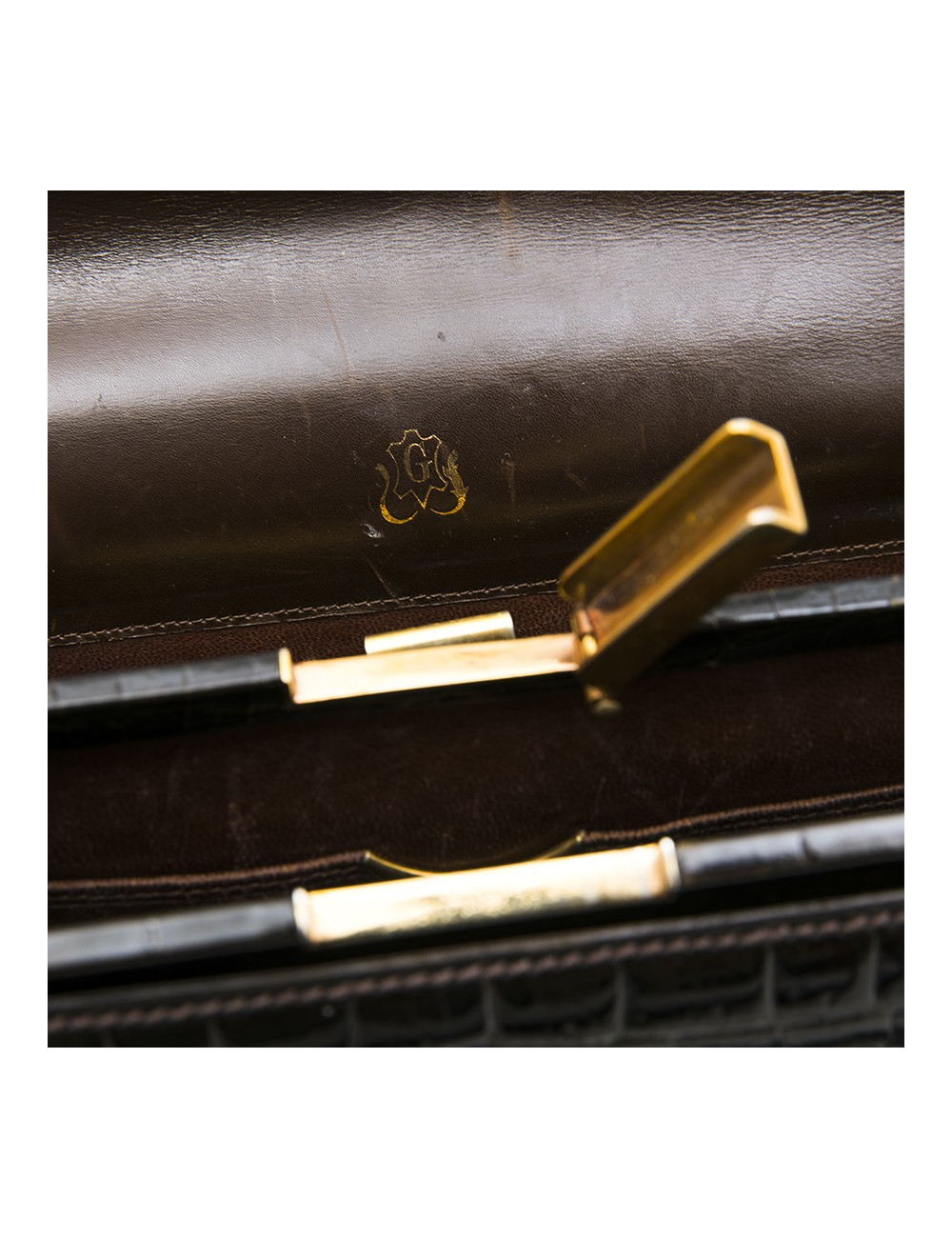 GUCCI Vintage bag in browncrocodile porosus leather