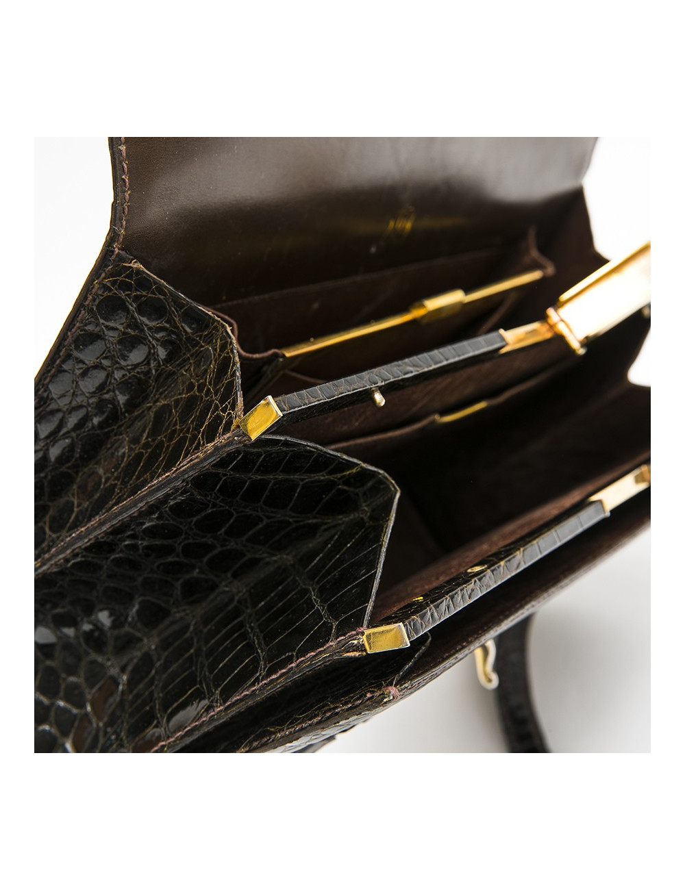 GUCCI Vintage bag in browncrocodile porosus leather