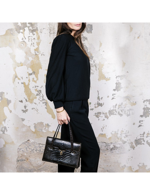 Sac GUCCI Vintage en crocodile porosus marron