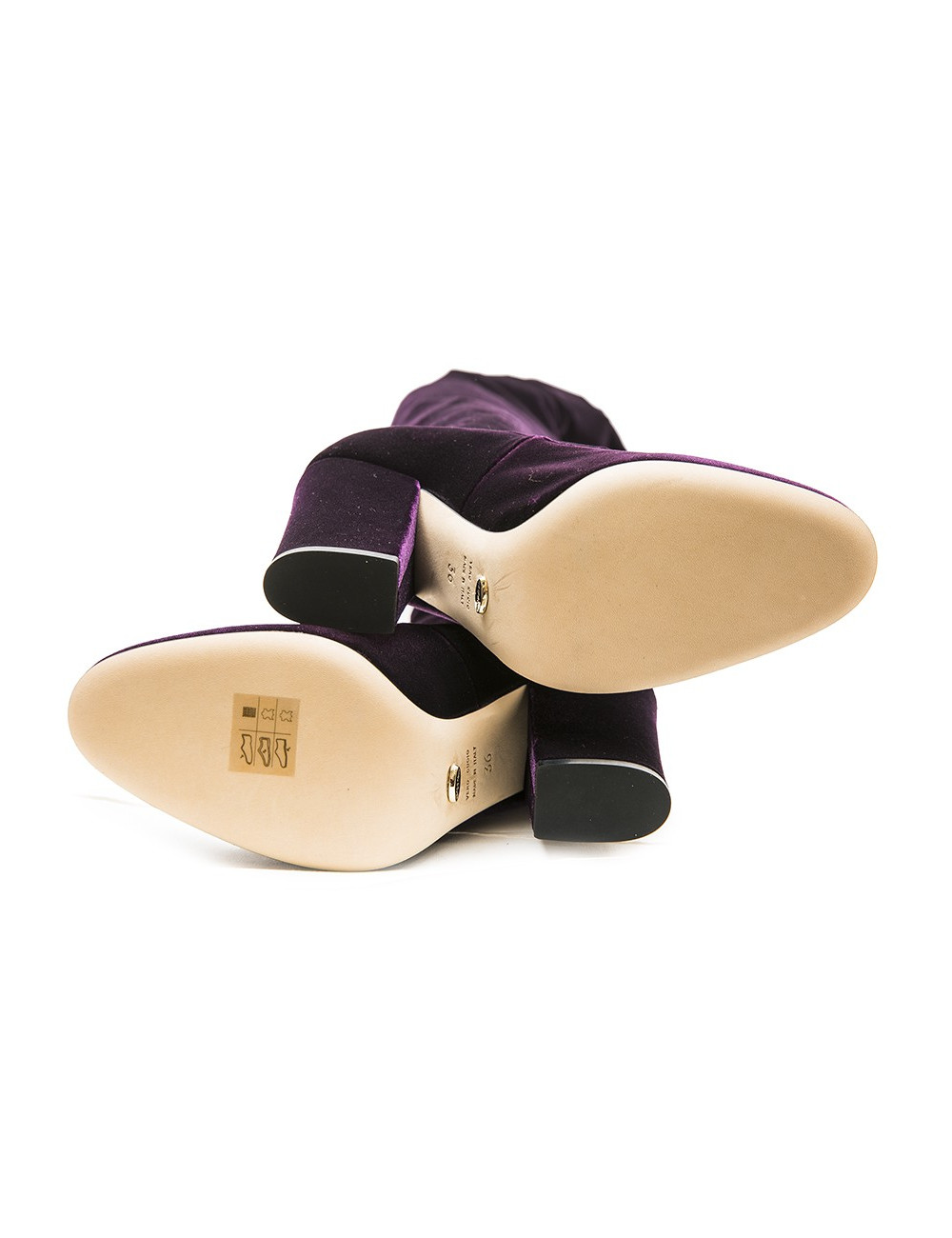 SERGIO ROSSI T 36 Thigh boots in plum stretch velvet