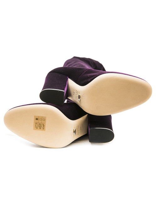 SERGIO ROSSI T 36 Thigh boots in plum stretch velvet