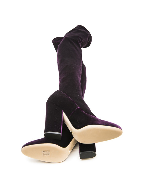 SERGIO ROSSI T 36 Thigh boots in plum stretch velvet