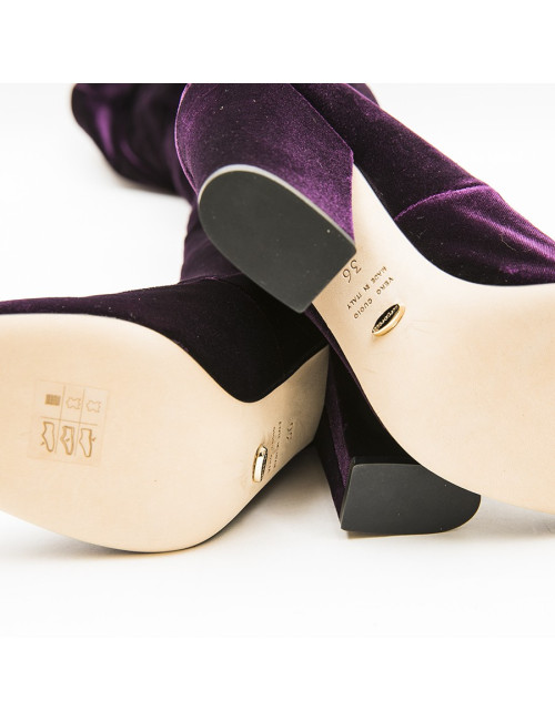 SERGIO ROSSI T 36 Thigh boots in plum stretch velvet