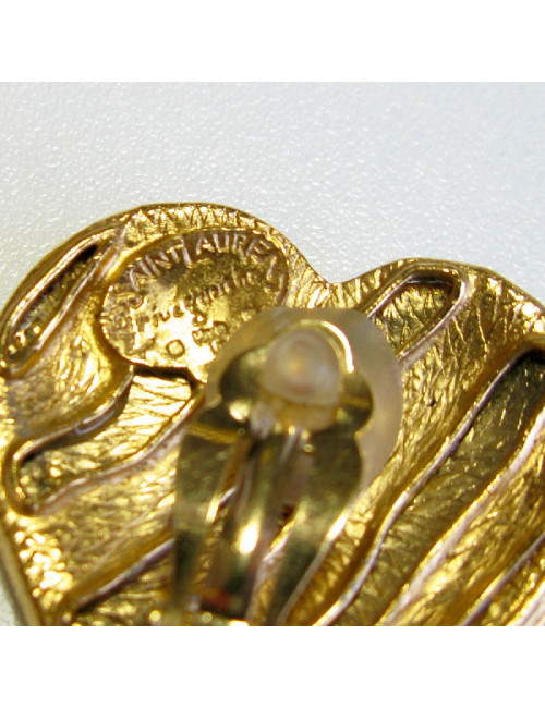 YSL SAINT LAURENT Vintage Heart Clip-on earrings in gilded metal
