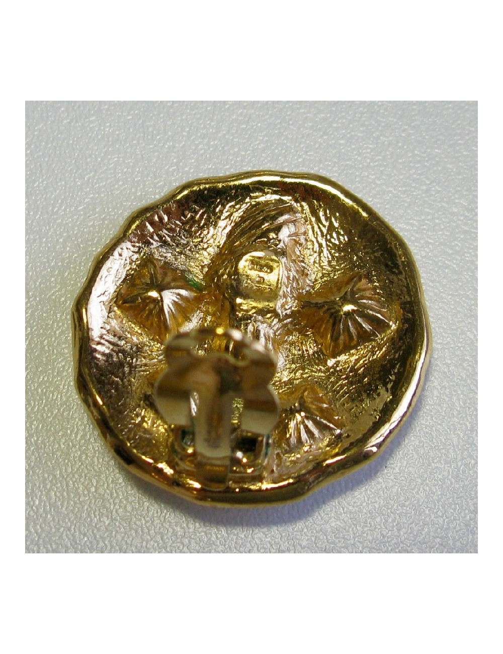 YSL SAINT LAURENT round clip-on earrings in gilded metal and blue rhinestones