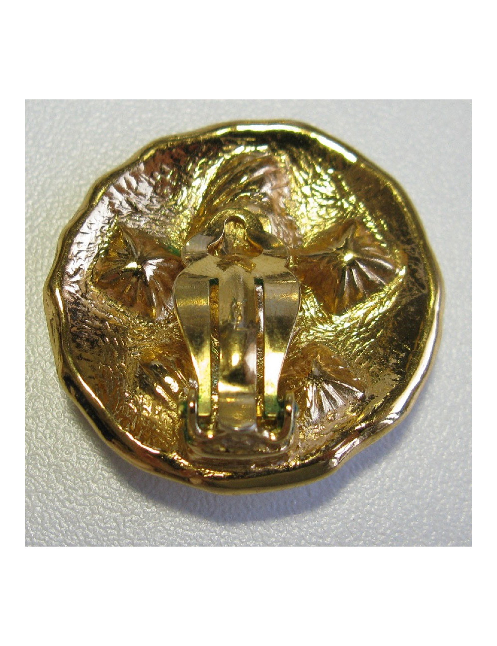 YSL SAINT LAURENT round clip-on earrings in gilded metal and blue rhinestones