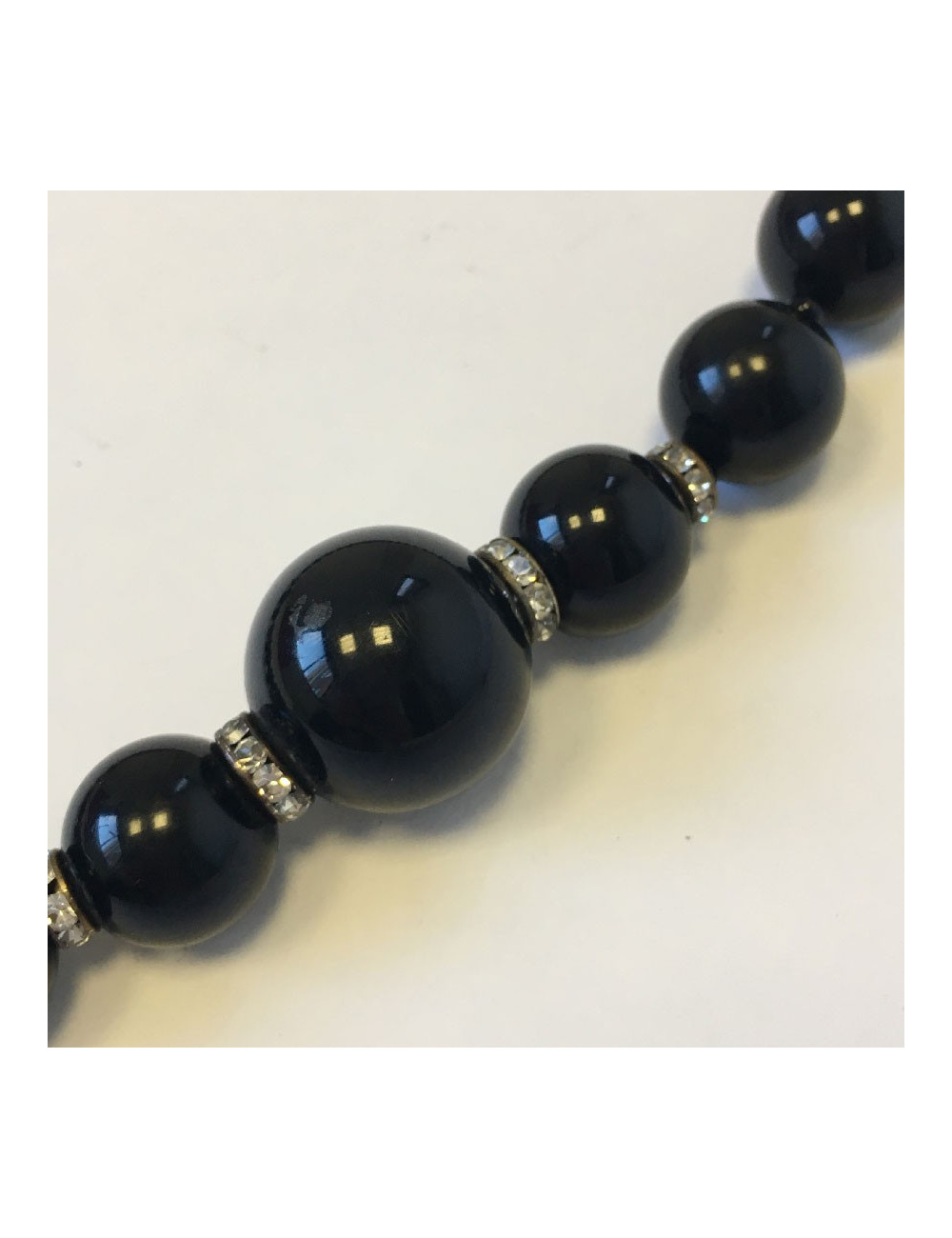 Sautoir KENETH J LANE perles noires et strass