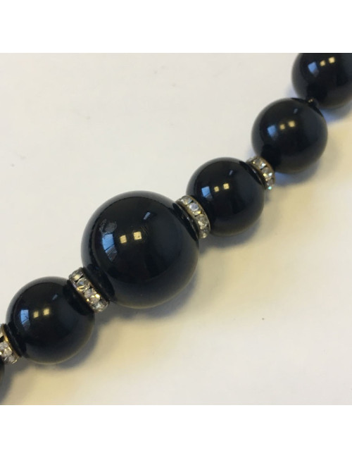 Sautoir KENNETH J LANE perles noires et strass