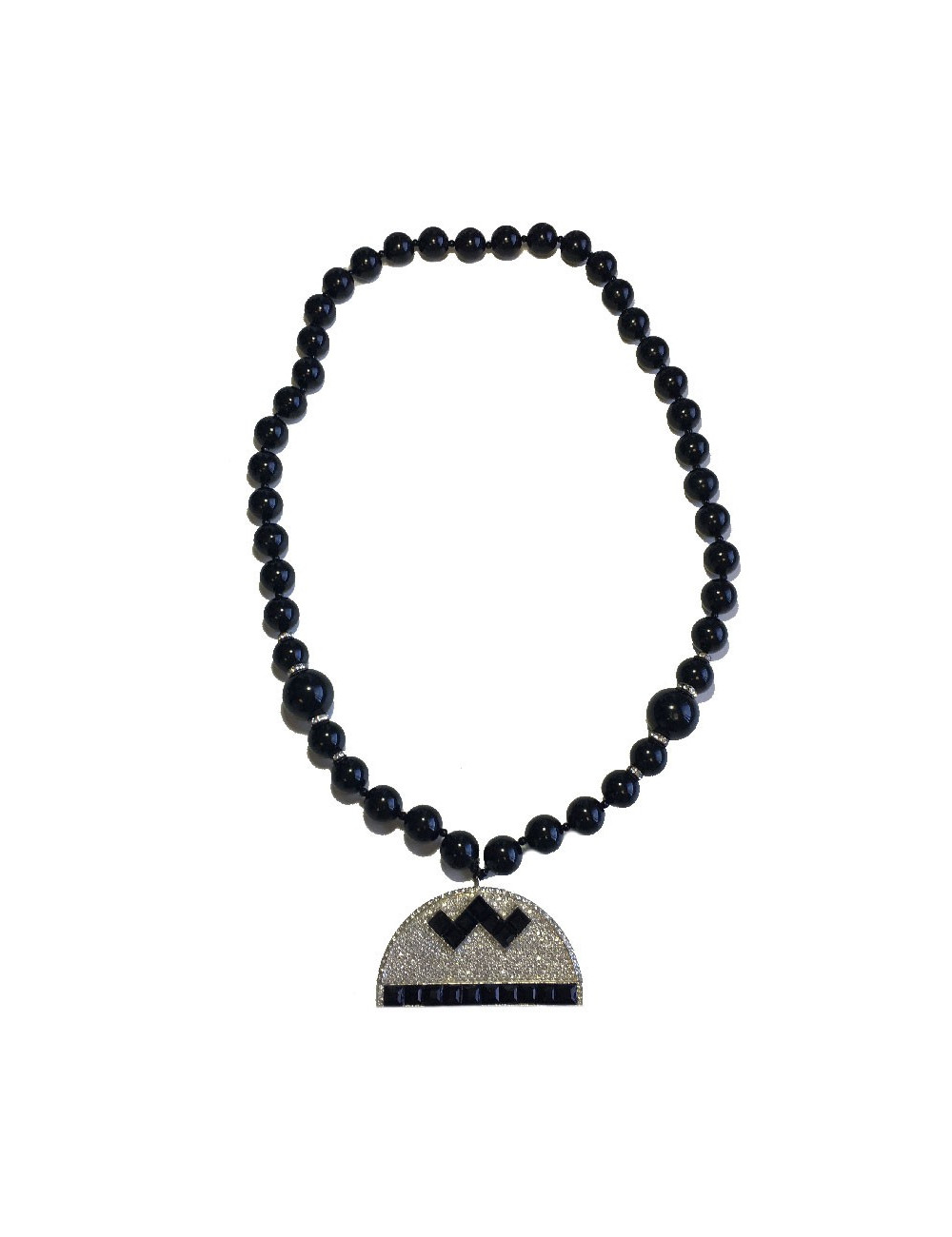 Sautoir KENNETH J LANE perles noires et strass