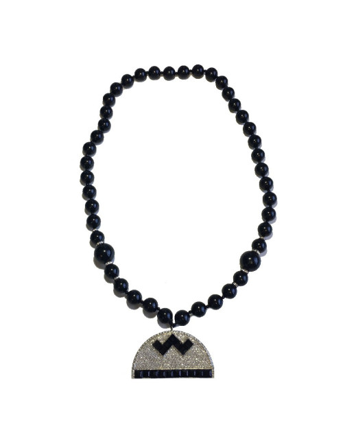 Sautoir KENNETH J LANE perles noires et strass