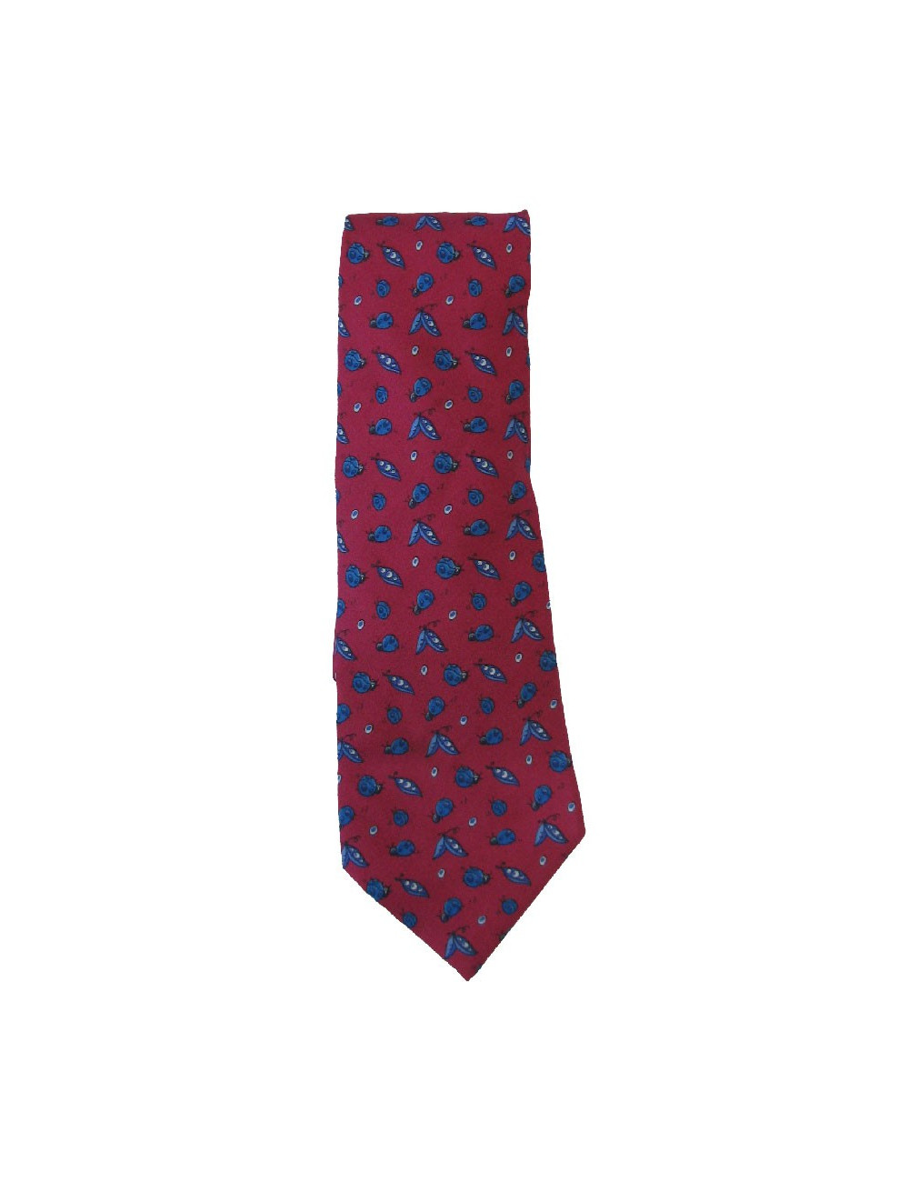 Cravate HERMÈS vintage en soie fuchsia imprimée bleu