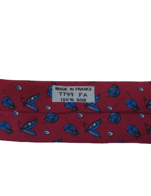 HERMÈS vintage tie in fuchsia printed silk 