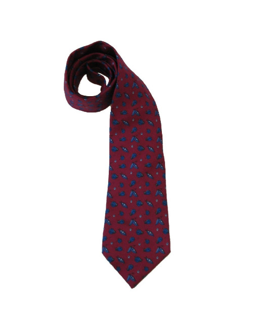 HERMÈS vintage tie in fuchsia printed silk 