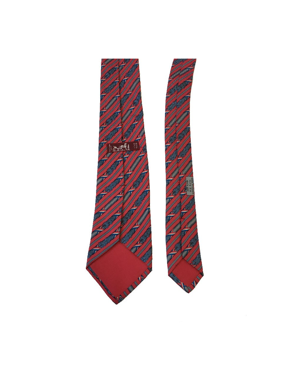 HERMÈS vintage tie in pink and gray printed silk