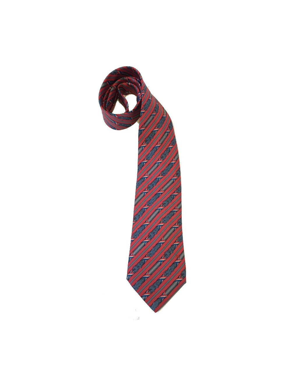 HERMÈS vintage tie in pink and gray printed silk