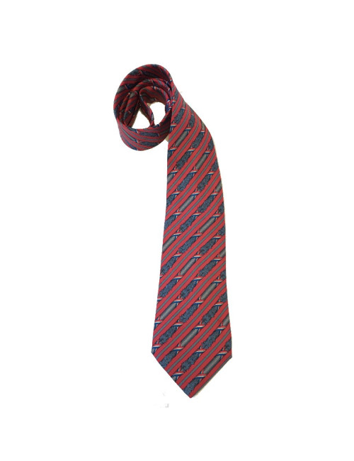 HERMÈS vintage tie in pink and gray printed silk