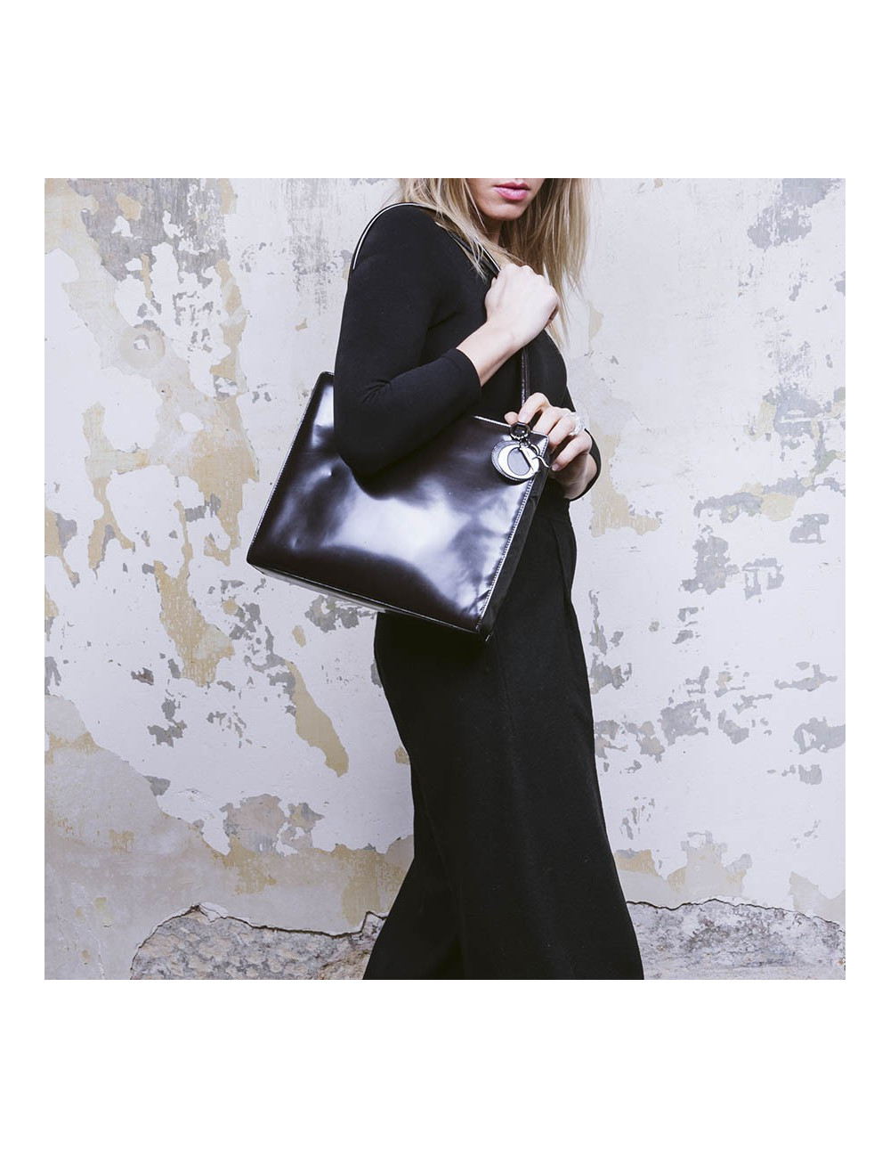 CHRISTIAN DIOR Lady D bag in brown patent leather