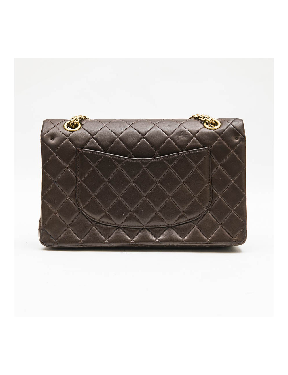 CHANEL vintage Timeless double flap bag in brow smooth quilted leather