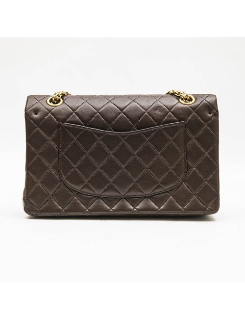 CHANEL vintage Timeless double flap bag in brow smooth quilted leather