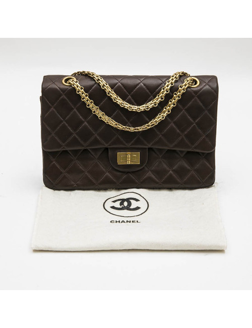 CHANEL vintage Timeless double flap bag in brow smooth quilted leather