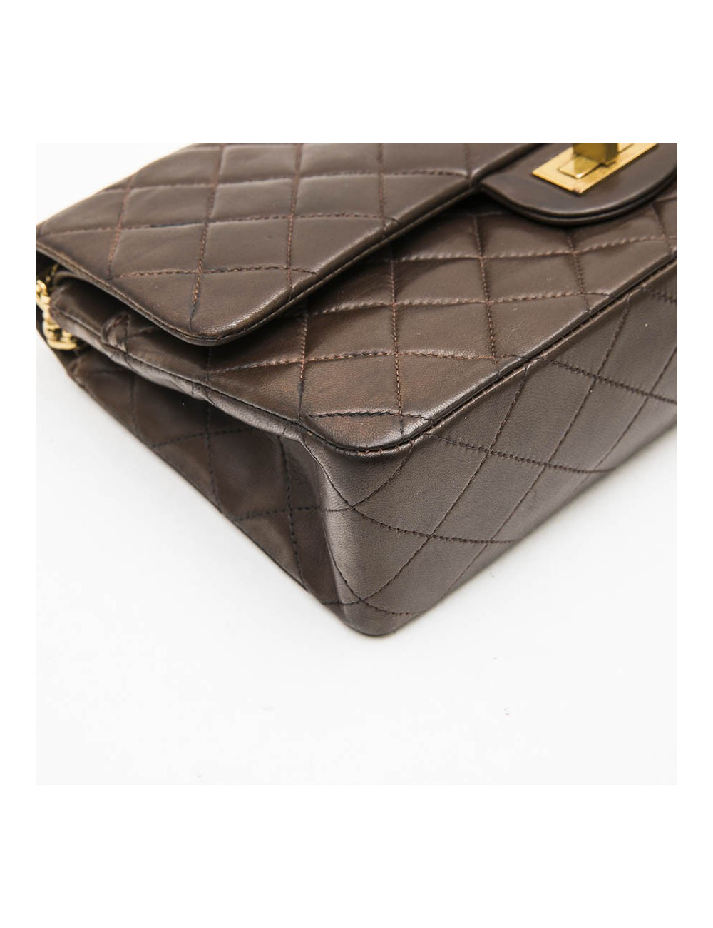 CHANEL vintage Timeless double flap bag in brow smooth quilted leather