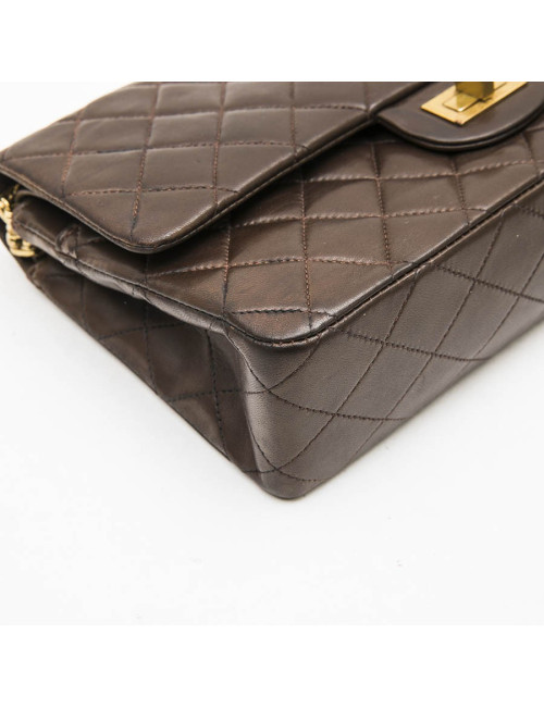 CHANEL vintage Timeless double flap bag in brow smooth quilted leather